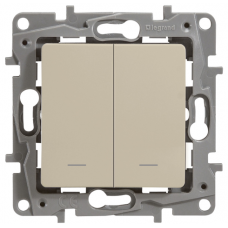 Переключатель проходной, 2 кл, с подсветкой - слоновая кость, Legrand Etika