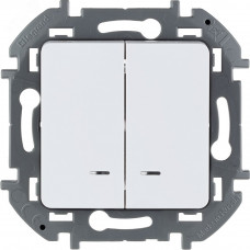 Выключатель 2 кл с подсветкой, 10 AX, 250 В - белый INSPIRIA 673630